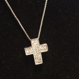 .925 sterling silver zirconia cross pendant and chain